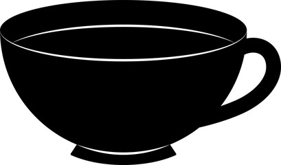 Teacup silhouette. Teacup transparent PNG. Teacup vector illustration. Black teacup symbol. Teacup side view. Tea cup PNG. Tableware PNG.