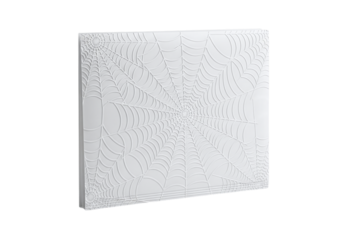 White textured square panel with abstract pattern isolated on transparent background