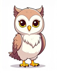 Fototapeta premium high quality image owl full body in cartoon style on white background