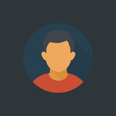 User Avatar Icon – Flat Vector Profile Symbol with Long Shadow