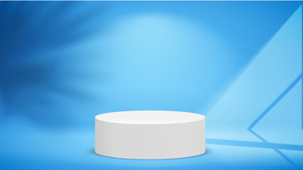 Blue studio with white base. 3d vector illustration