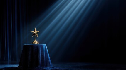 Prestigious Gold Star Award on Blue Podium