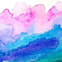 Obraz premium Abstract Watercolor Painting with Pink, Purple, and Blue Hues.