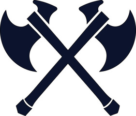 Cross axe vector icon, ideal for gaming logos, historic weapons illustrations, and warrior crest graphics.