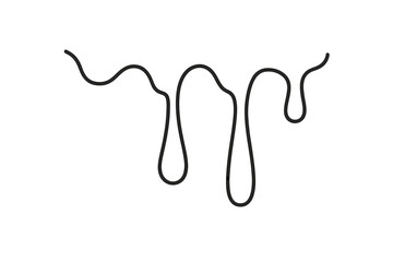 Dripping liquid outline illustration. Melt drop graphic element. Flowing paint, chocolate or slime. Current liquid, stains, inks. Minimalist black line vector design isolated.