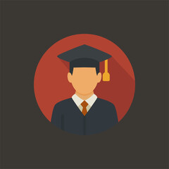 Graduation Icon – Person with Cap, Gown, and Diploma Symbol of Academic Success