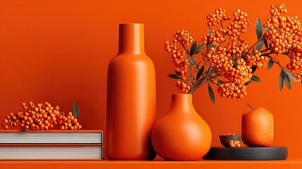 Still life of monochromatic orange objects
