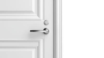 A door with a silver handle on transparent background. PNG