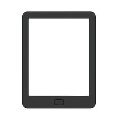 Clean 2D flat vector illustration of a modern e-reader showing a completely blank white page, rendered with solid colors in a graphic design style, isolated on a bright white background.