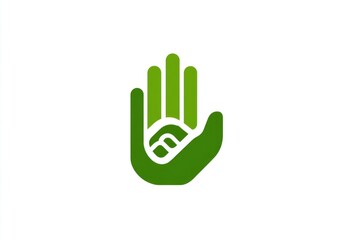 Obraz premium Green hand graphic, smaller hand within. Symbol of care, support, or growth