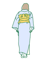 女性　後ろ姿　イラスト