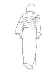 女性　後ろ姿　イラスト