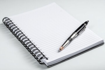 Blank Spiral Notebook with Silver Pen on Clean Surface