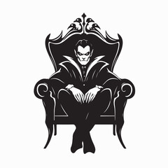 Vampire sitting calmly on throne dark fantasy vector illustration gothic character