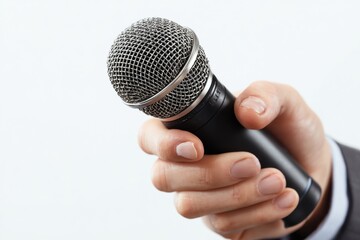Close-Up of Person Holding Microphone Ready for Public Speaking