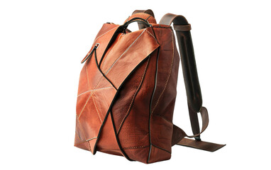 Premium Leather Backpack with Defined Lines on white background