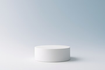 Minimalist White Cylinder Podium or Product Display Stand on Light Blue Background