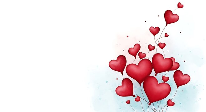 Heart Balloons Floating in the Air.