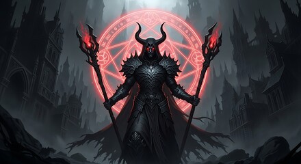Dark Demonic Figure in Ritualistic Setting.