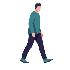 Man walking in casual clothes vector illustration showing motion and style in simple design 
