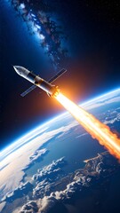 Obraz premium Rocket Launch from Earth into Space