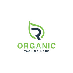 letter mark R leaf logo design organic natural logo design modern minimal concept