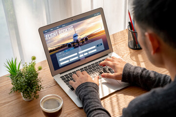 Online flight booking website provide modish reservation system . Travel technology concept .