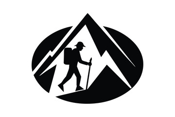 mountain hiking  vector icon silhouette