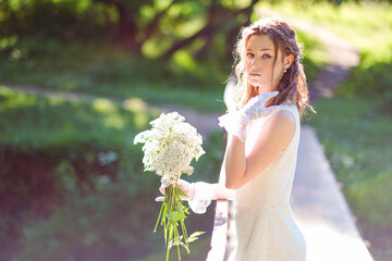 moscow, russia,07.07.2022 A young Caucasian woman with brown hair