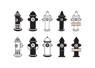 Fire Hydrant, Fire Hydrant vector bundle, Fire Hydrant clipart, Fire Hydrant silhouette.	