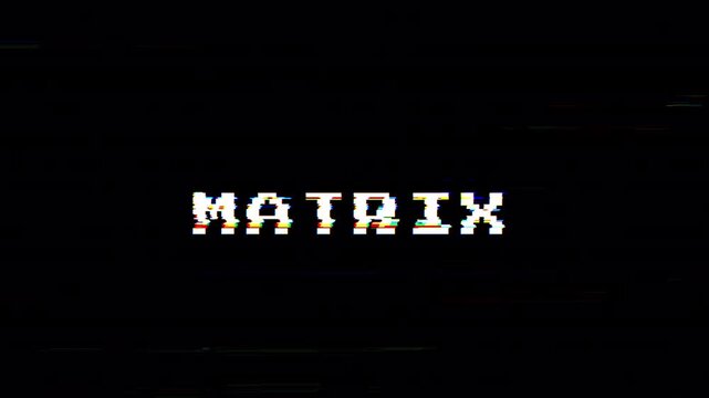 Matrix Glitch Text Animation. 4k Video 