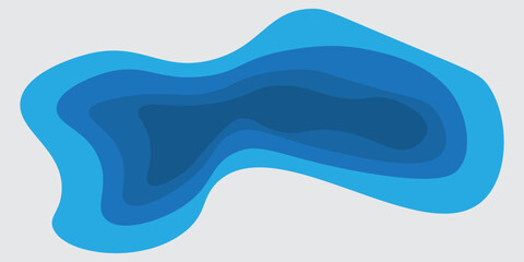 Vector design abstract background with blue paper cut waves.