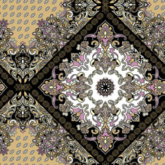 seamless paisley pattern with trend colors for bed linen .textiles, fabrics, souvenirs, packaging, greeting cards and scrapbooking,shawl