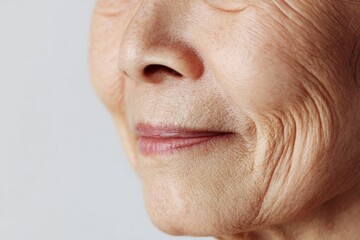 Fototapeta premium シワのある高齢女性の口元
