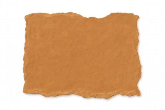 Torn orange textured paper edge, revealing rough surface texture with transparent backdrop, offering clean space for graphic design layout