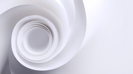 Minimalist White Paper Spiral Abstract Design with Smooth Curves