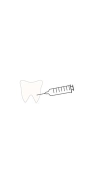 Dental needle injecting anesthesia before oral procedure vertical video. Animated dental anesthesia injection illustration depicting tooth treatment and oral healthcare procedures.