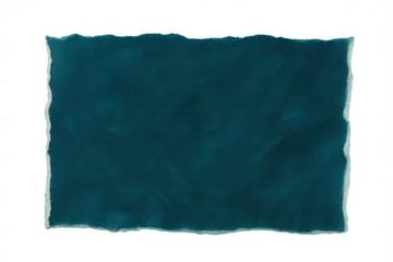 Teal textured paper rectangle featuring ragged edges, resting on transparent backdrop, offering clean graphic design potential