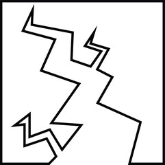 Earthquake broken road collapse icon black solid and outline vector of damaged skyscrapers cracked ground shaking effect seismic disaster, destruction, emergency alert and safety awareness symbol