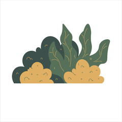 Flat Yellow Bush Vector Illustration