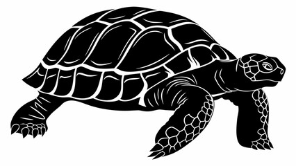 Fototapeta premium Silhouette illustration of a sea turtle with detailed shell and flippers, showcasing intricate line work and design