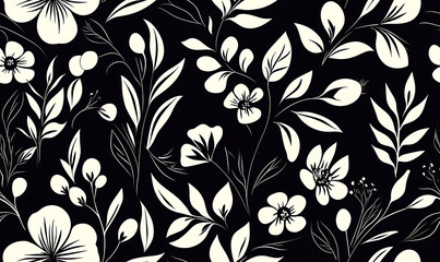 Floral or leaf pattern background suitable for wallpaper, fabric, or decorative design. Soft colors and natural style, ideal for digital and print use.