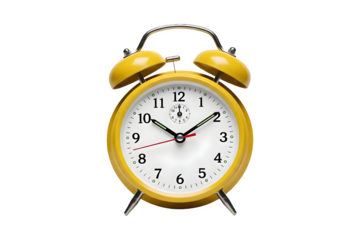 Yellow alarm clock with clear face bells with Generated AI 