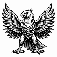 Obraz premium A stylized cartoon bald eagle mascot with its wings spread in a flying pose