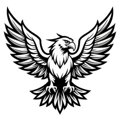 Fototapeta premium A stylized cartoon bald eagle mascot with its wings spread in a flying pose