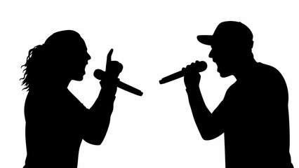 Rap Battle Silhouette Illustration