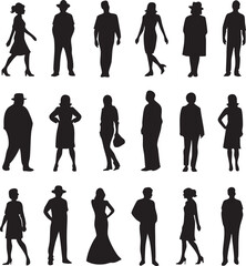 Silhouette people vector: crowd, figures, human shapes - free download eps
