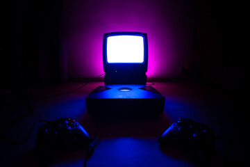 Retro Game Console with TV with Neon Light