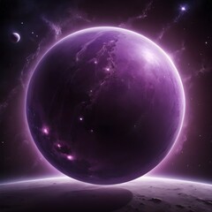 Fototapeta premium Purple Cosmic Planet Sphere with Galaxy Texture