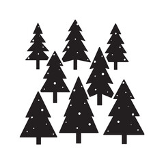 Fototapeta premium A set of Black Christmas tree silhouette on white Background. 